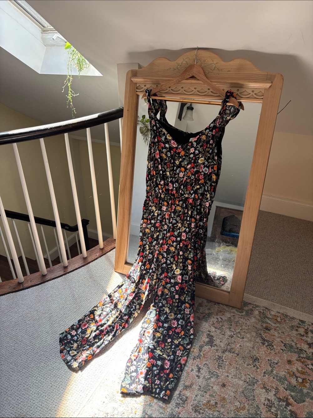 LOFT Black Floral Maxi Dress with Multicolor Print